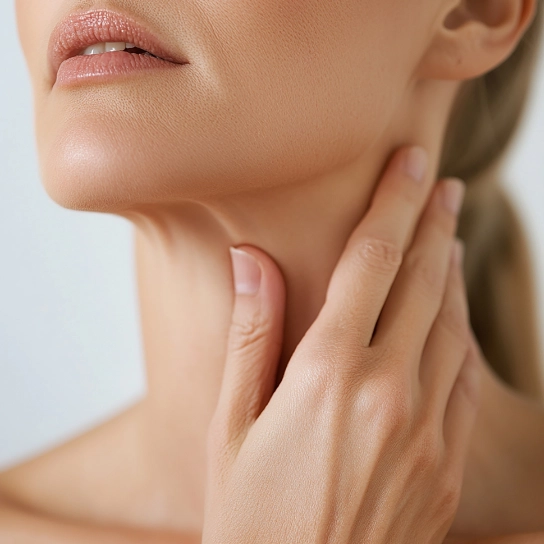 Neck profile silhouette with sagging removed and the jaw line is defined