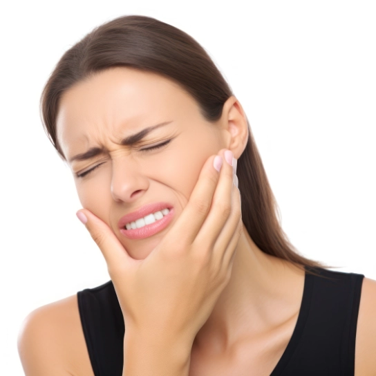 Relaxed masseter muscle, relaxed jaw profile with relaxed facial features