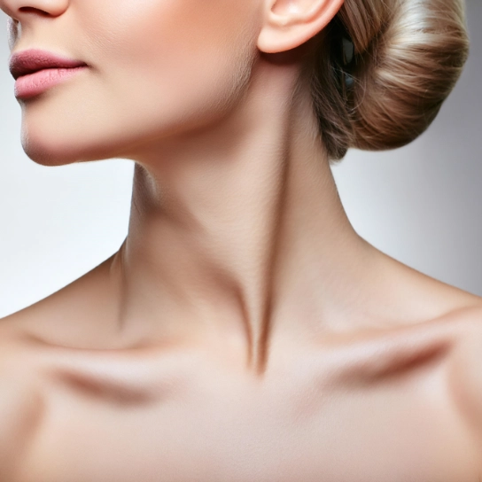Face profile with a defined jaw line and eliminated jowl excess