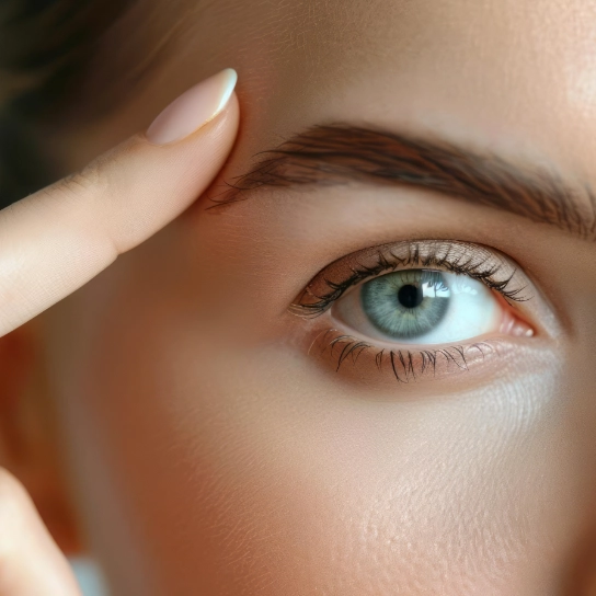 Eyebrow line silhouette with more lifted and vigorous looking eye contour