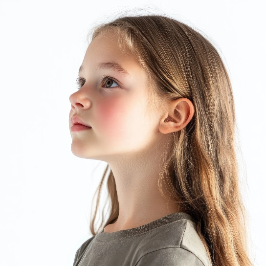 An ear silhouette that is closer to the head and has taken on a symmetrical and natural shape