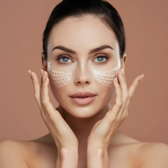 Facial silhouette with sagging, plump and youthful cheek line