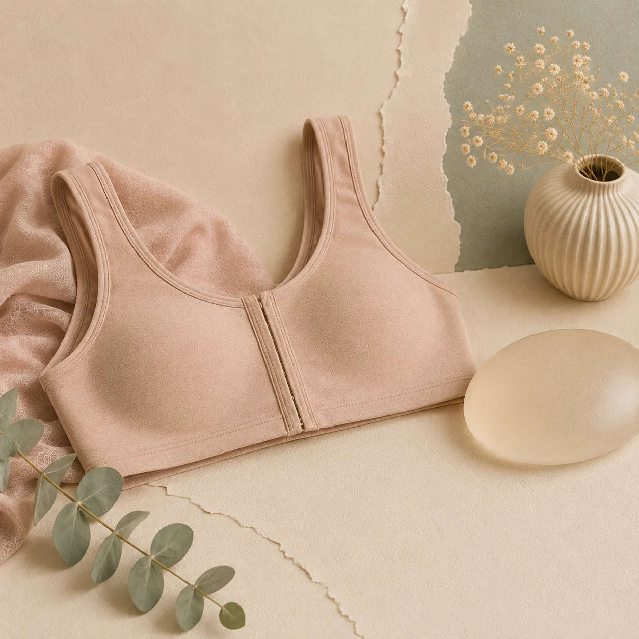 Support bra worn after breast augmentation