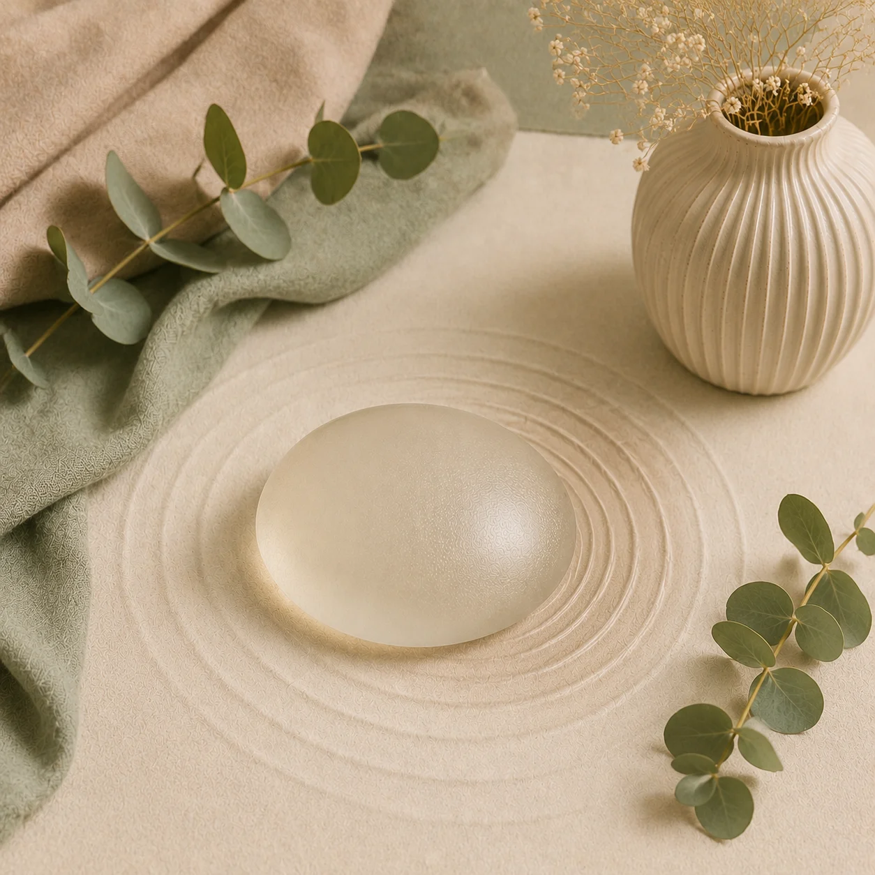 Rings symbolising pain and tenderness around the breast implant