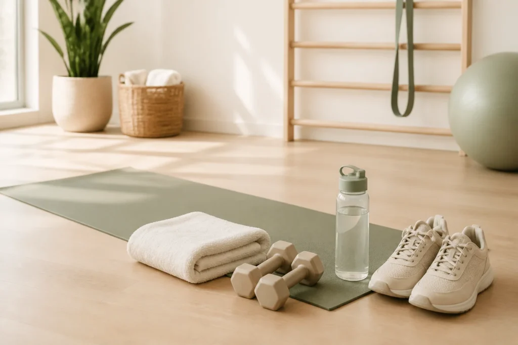 Light exercise equipment prepared for a gradual return after breast augmentation